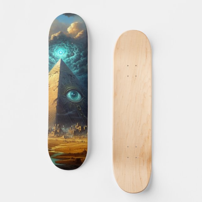 Skate Arte da Pirâmide Azul Mística (Frente)