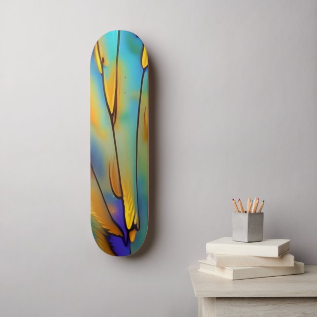 Skate Arte de Abstrato IA com pena de vidro contida (Arte de parede)