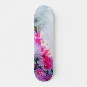 Skate Arte de Aquarela de Flor de Cerejeira