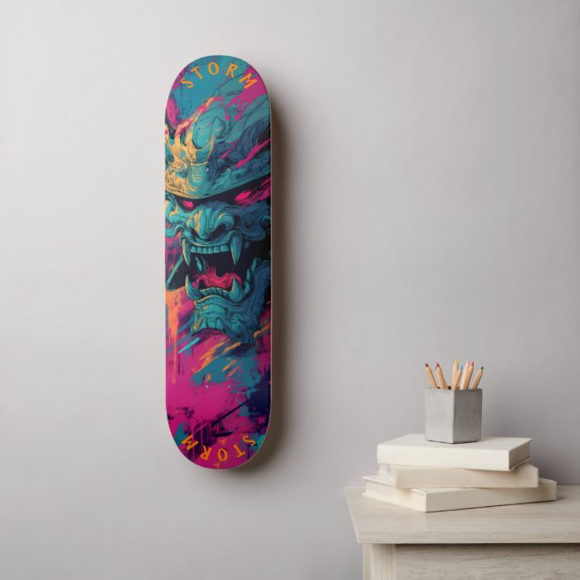 Skate Arte de Grafite Máscara de Oni Samurai – Edição Li (Arte de parede)