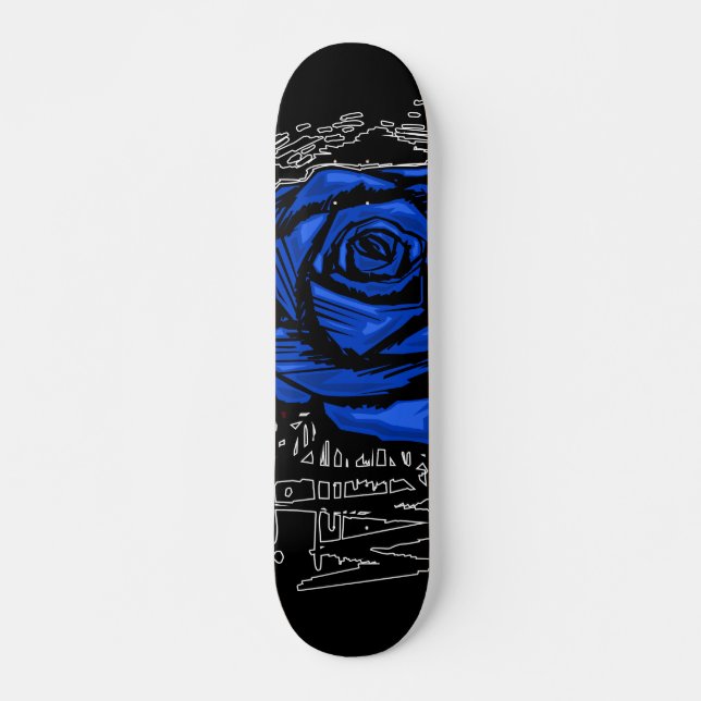 Skate Arte de Grafite Rosa Áspero Azul • Rua Urbana (Frente)