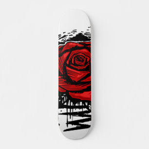 Skate Arte de Grafite Rosa Rústico – Flor Urbana Vermelh