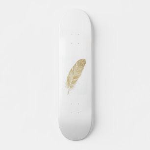 Skate Arte de Linha de Pena Dourada Elegante - Estética