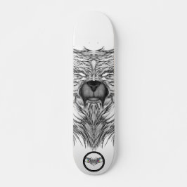 Skate Arte de linhas simétricas surreais, preto e branco