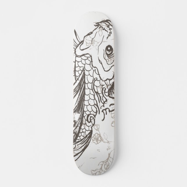 Skate arte de peixes koi japoneses vintage (Frente)