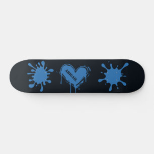 Skate Arte de Rua Coração Nome Azul Azure Splash