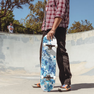 Skate Arte Digital Azul Flocos de Neve