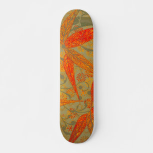 Skate Arte em Bambu Terroso Impressão Vintage Laranja 