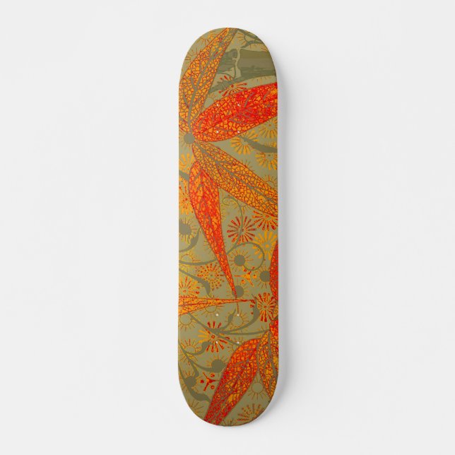 Skate Arte em Bambu Terroso Impressão Vintage Laranja  (Frente)
