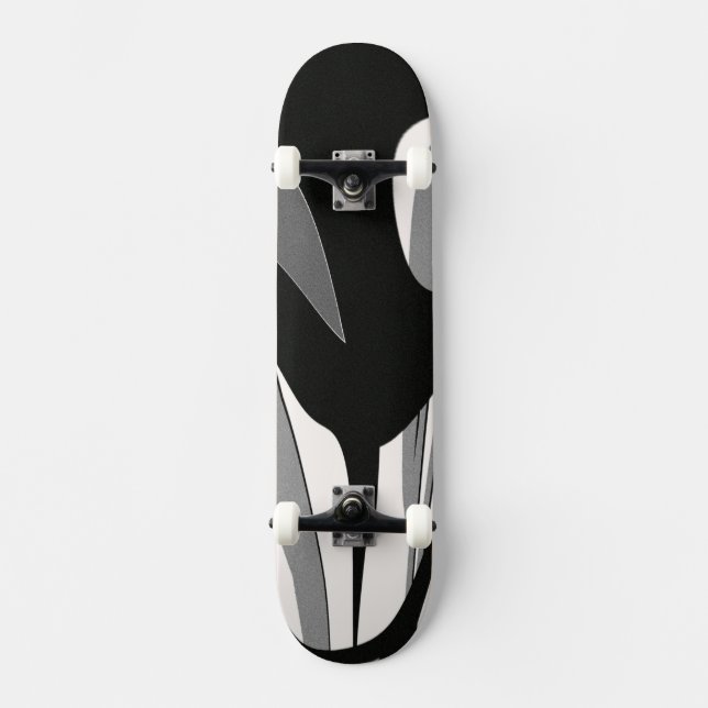 Skate Arte em forma de preto e branco (Frente)