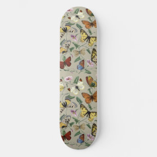 Skate Arte Floral Botânica de Mariposa Borboleta Vintage