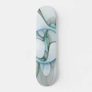 Skate Arte Fracional Abstrata Moderna Azul Turquesa Cinz
