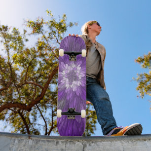 Skate Arte fractal abstrata de flor roxa psicodélica