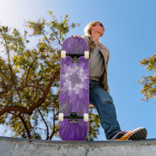 Skate Arte fractal abstrata de flor roxa psicodélica