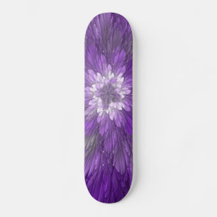 Skate Arte fractal abstrata de flor roxa psicodélica