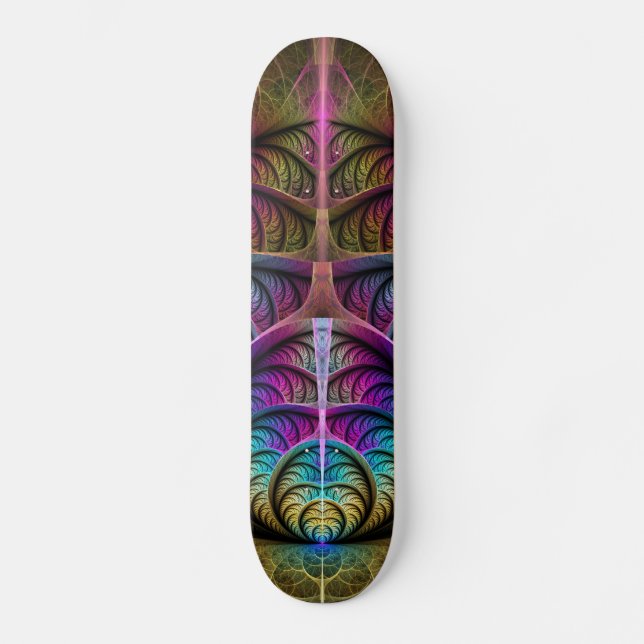 Skate Arte Fractal Abstrato com Padrão Trippy (Frente)