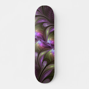 Skate Arte Fractal de Khaki, Abstrato violeta e colorida
