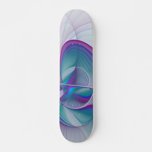 Skate Arte Fractal Turquesa Azul Cor-de-Rosa Moderna (Frente)