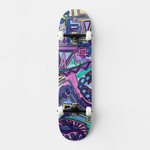 Skate Arte Geométrica Moderna Pintada Pela Mão Livre