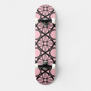 Skate Arte Geométrica Preta e Rosa