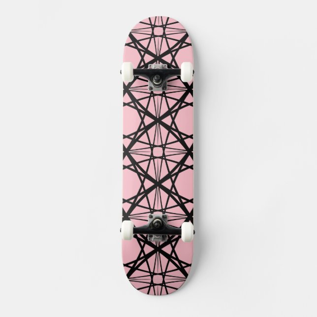 Skate Arte Geométrica Preta e Rosa (Frente)
