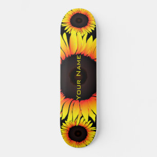 Skate Arte Girassóis - Adicionar Seu Nome / Texto / Nú