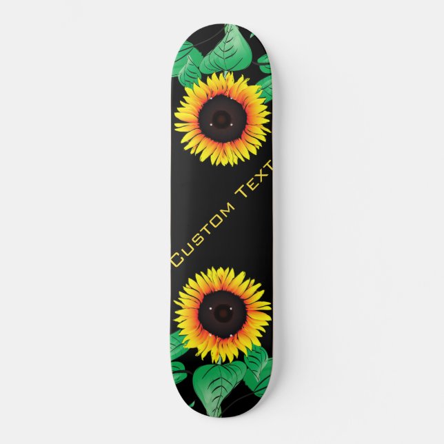 Skate Arte Girassóis - Adicionar Seu Texto / Nome (Frente)