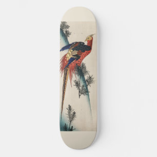 Skate Arte japonesa Ukiyo-e vintage de faisão e pinheiro