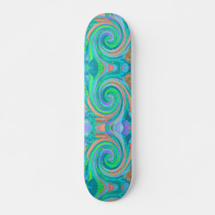 Skate Arte Líquida de Swirl Aquamarine e Coral Retro Leg