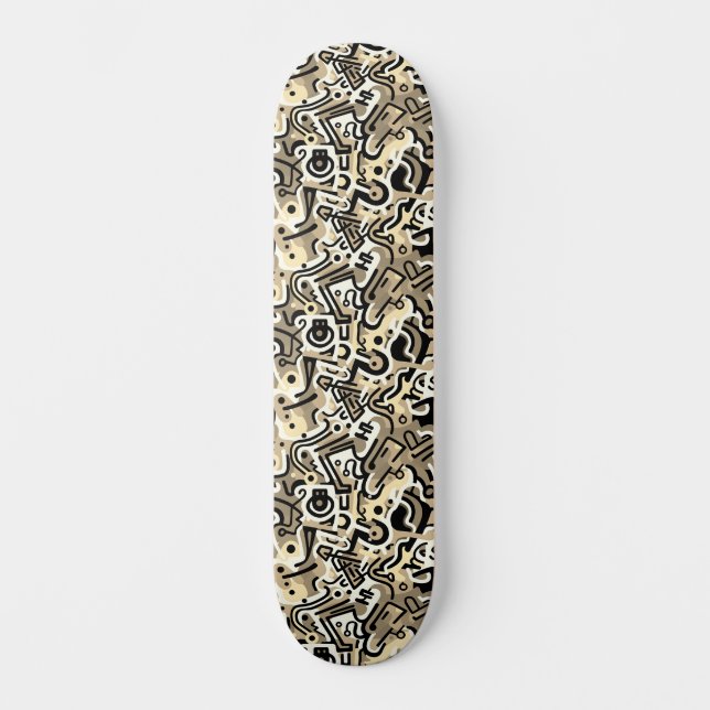 Skate Arte urbana monocromática Abstrato (Frente)