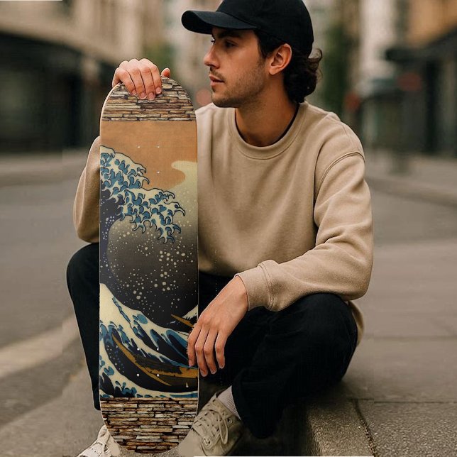Skate Arte Vintage A Grande Onda Artista Japonês Oceano (Vintage Art The Great Wave Japanese Artist Ocean Skateboard)