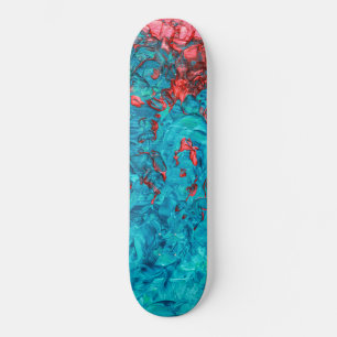 Skate Artsy Neon Orange Teal Acrylic Painting