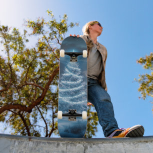 Skate Árvore de Natal Noturna Brilhante Azul