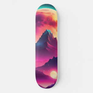 Skate ascensão lua entre as montanhas