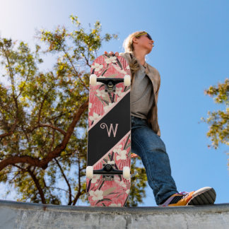 Skate Asian Floral Pink Peach White Chinoiserie Monogram