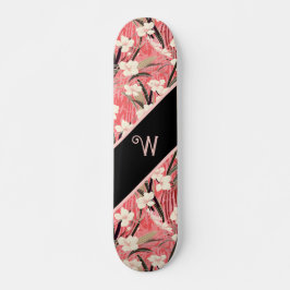 Skate Asian Floral Pink Peach White Chinoiserie Monogram