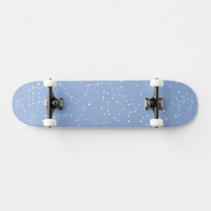 Skate Astrologia Azul Pastel Estrelas Constelação Branco