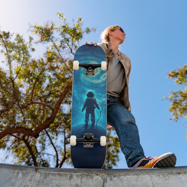 Skate Astronauta em Cena Espacial Colorida (Ao ar livre 1)