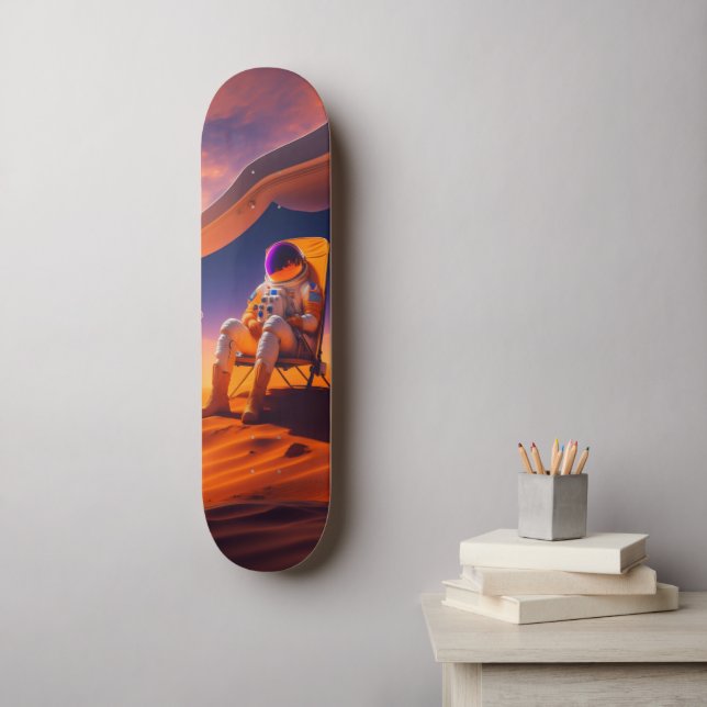 Skate Astronauta Relaxando em Marte. (Arte de parede)