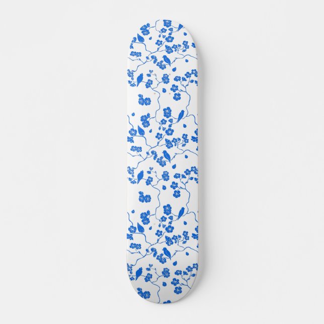 Skate Aves em Cherry Blossoms Blue Impressão (Frente)