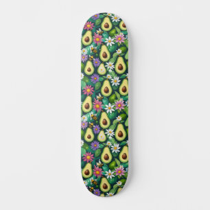 Skate Avocados com abelha e flores
