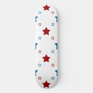 Skate Azul Branco Patriótico Estrelas Azuis Skatedeck