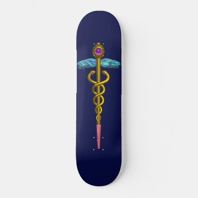 Skate Azul CADUCEUS DOURADO (Frente)