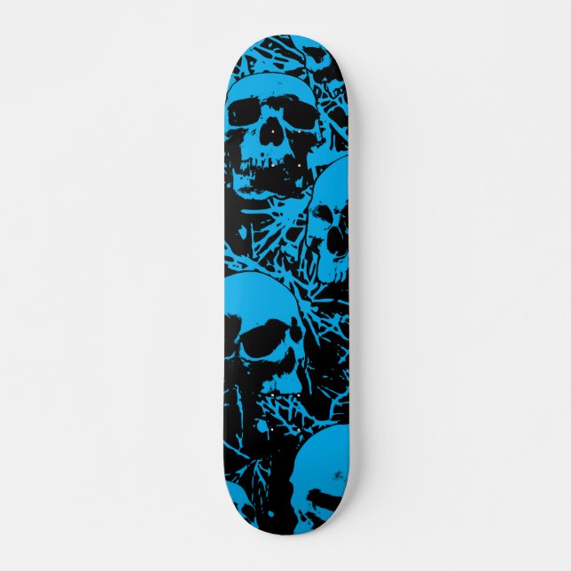 Skate Azul-Grunge Skulls (Frente)