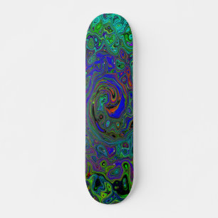 Skate Azul Marmoreado e Redemoinho Abstrato em Água-mari