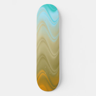Skate Azul Ondulado Verde Laranja Abstrato