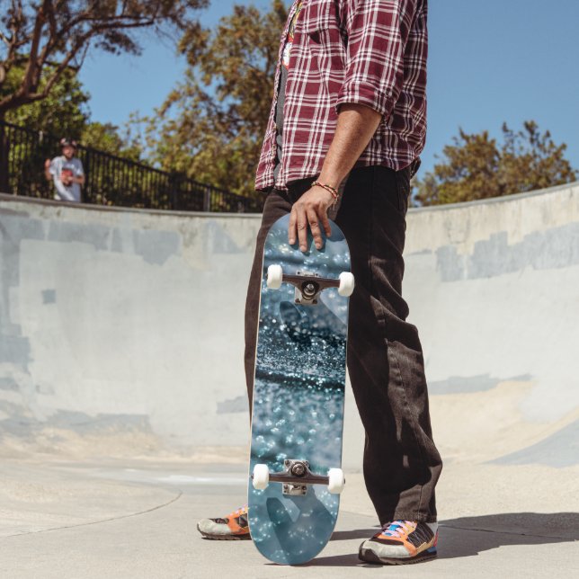 Skate Azul Teal Oceânico Brilho Glam 1 (Ao ar livre 2)