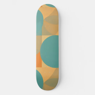 Skate Azul Turquesa, Bege e Laranja em Padrão de Estilo