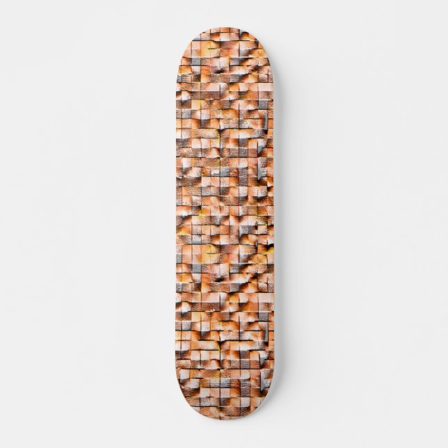 Skate azulejo de cerâmica rugosa laranja com falhas, dig (Frente)