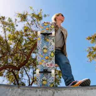Skate Azulejos estilo siciliano com flores e limão